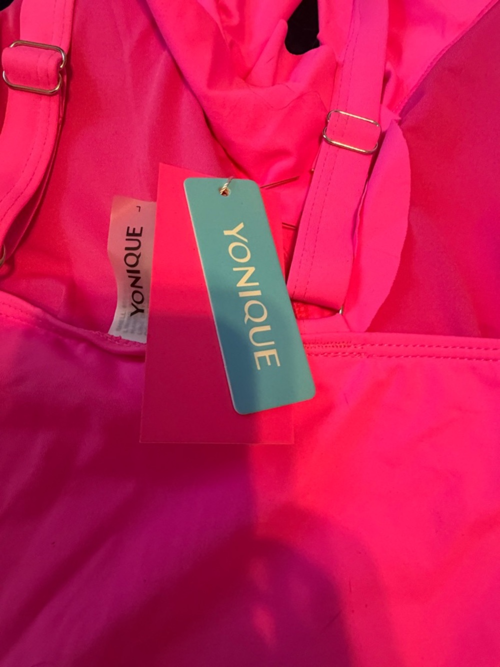 Younique Hot Pink Ruffle V-Neck Tankini Swim Set - Picture 5 of 5